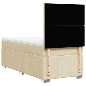 Κρεβάτι Boxspring με Στρώμα Κρεμ 100 x 200 εκ. Υφασμάτινο - Pakobazaar