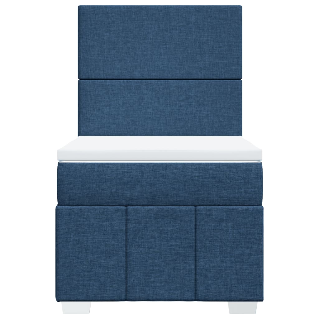 Κρεβάτι Boxspring με Στρώμα Μπλε 100 x 200 εκ. Υφασμάτινο - Pakobazaar