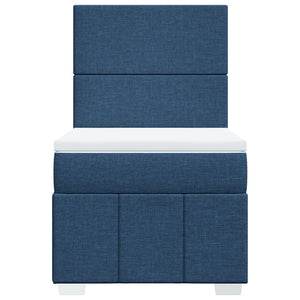 Κρεβάτι Boxspring με Στρώμα Μπλε 100 x 200 εκ. Υφασμάτινο - Pakobazaar