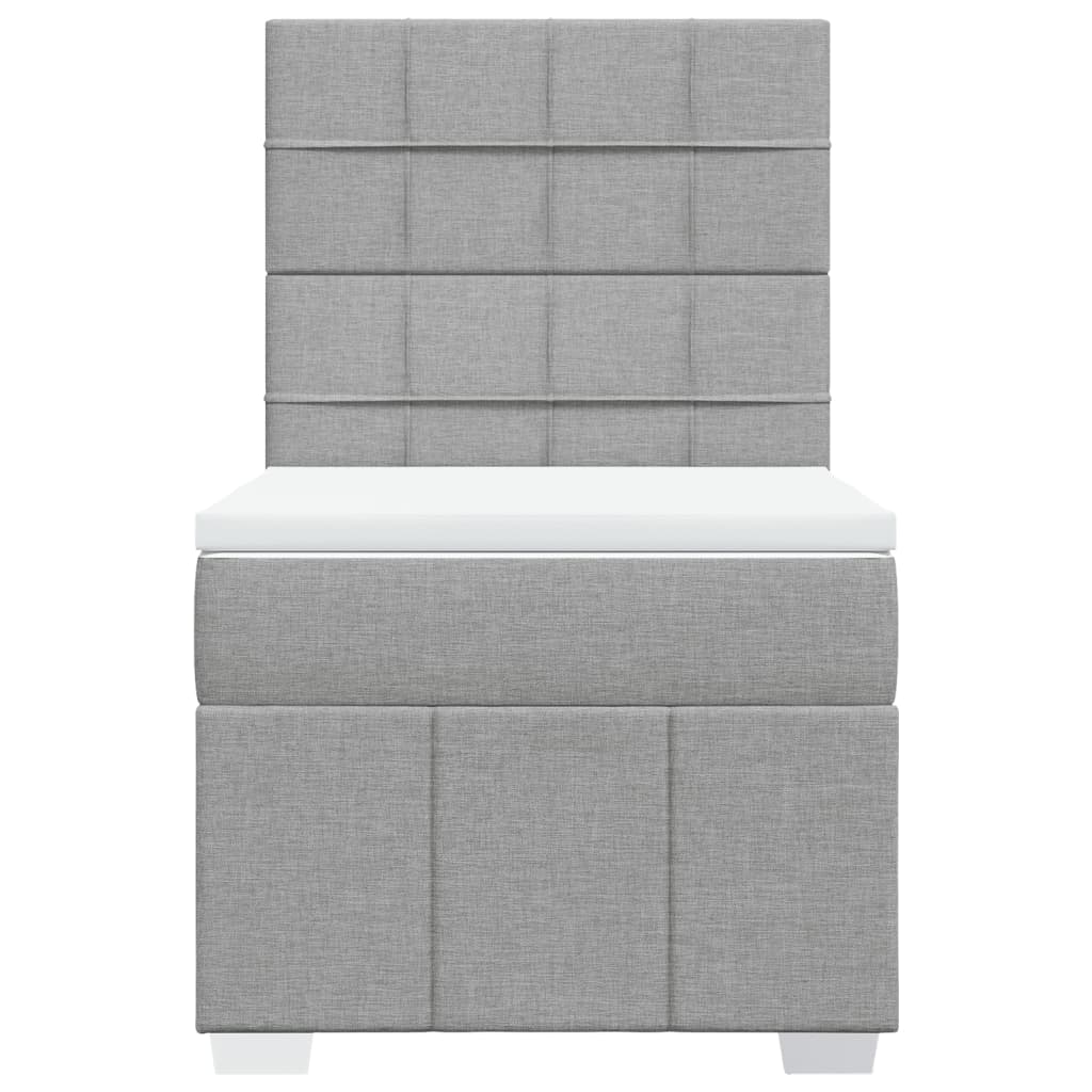 Κρεβάτι Boxspring με Στρώμα Ανοιχτό Γκρι 100x200 εκ. Υφασμάτινο - Pakobazaar