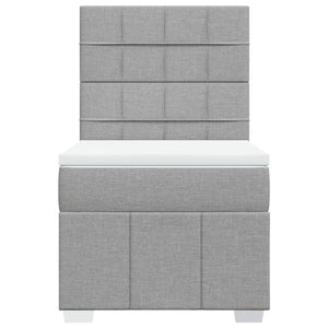 Κρεβάτι Boxspring με Στρώμα Ανοιχτό Γκρι 100x200 εκ. Υφασμάτινο - Pakobazaar
