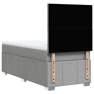 Κρεβάτι Boxspring με Στρώμα Ανοιχτό Γκρι 100x200 εκ. Υφασμάτινο - Pakobazaar
