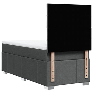 Κρεβάτι Boxspring με Στρώμα Σκούρο Γκρι 100x200 εκ. Υφασμάτινο - Pakobazaar