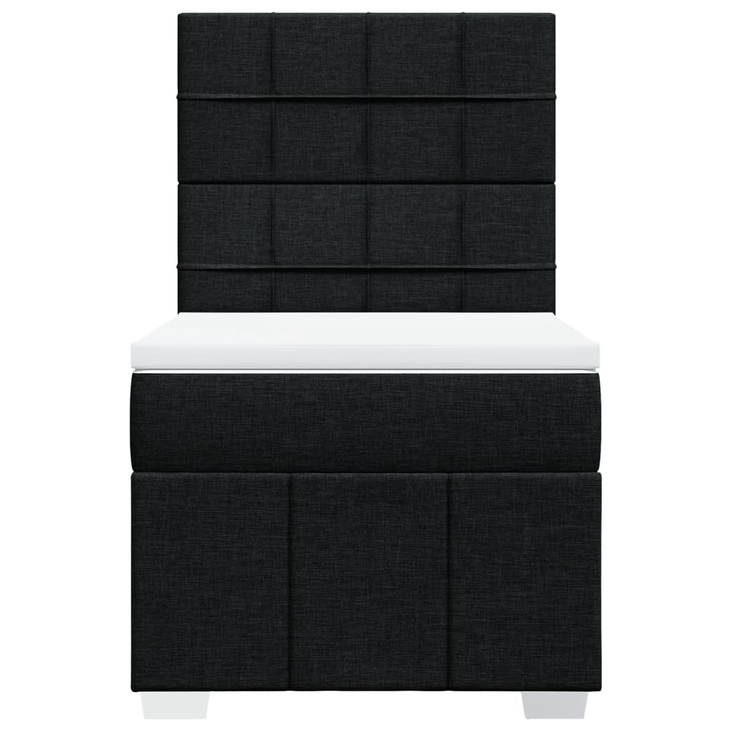 Κρεβάτι Boxspring με Στρώμα Μαύρο 100 x 200 εκ. Υφασμάτινο - Pakobazaar
