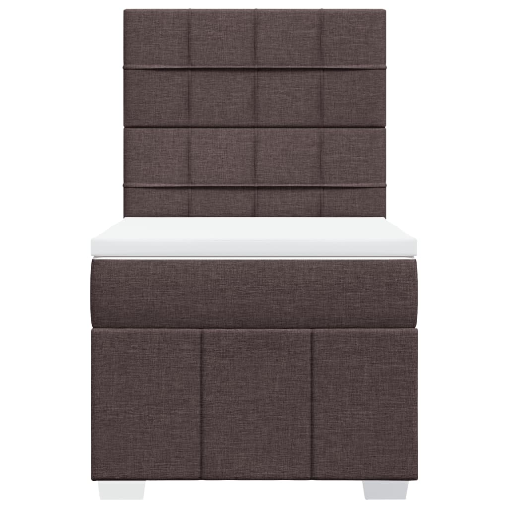Κρεβάτι Boxspring με Στρώμα Σκούρο Καφέ 100x200 εκ. Υφασμάτινο - Pakobazaar