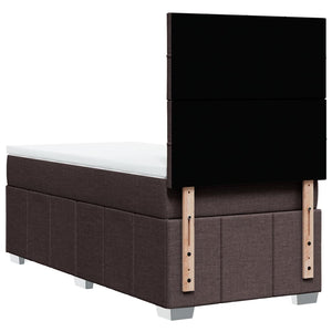 Κρεβάτι Boxspring με Στρώμα Σκούρο Καφέ 100x200 εκ. Υφασμάτινο - Pakobazaar