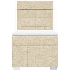 Κρεβάτι Boxspring με Στρώμα Κρεμ 100 x 200 εκ. Υφασμάτινο - Pakobazaar