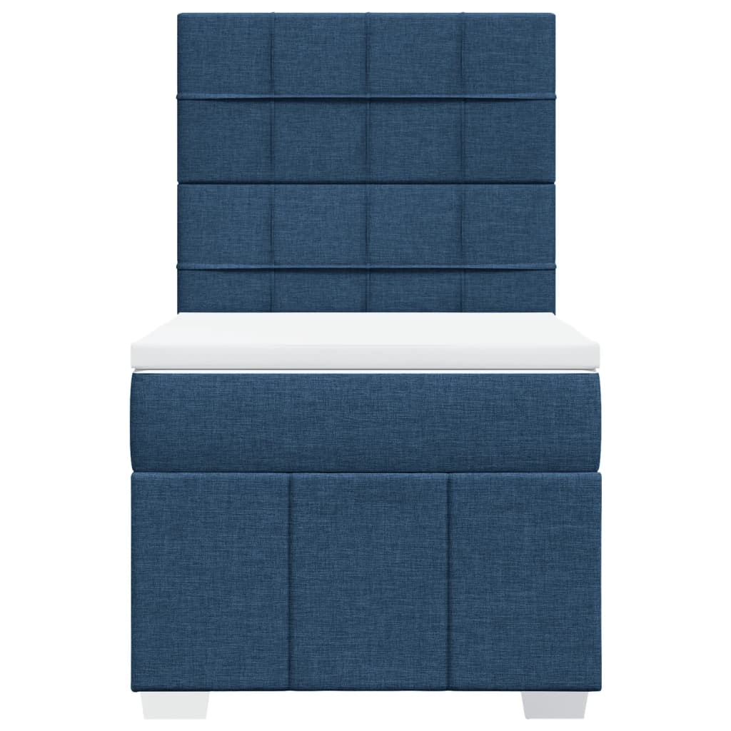 Κρεβάτι Boxspring με Στρώμα Μπλε 100 x 200 εκ. Υφασμάτινο - Pakobazaar