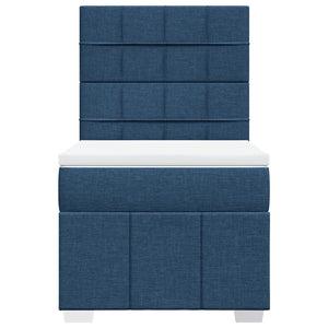 Κρεβάτι Boxspring με Στρώμα Μπλε 100 x 200 εκ. Υφασμάτινο - Pakobazaar