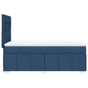 Κρεβάτι Boxspring με Στρώμα Μπλε 100 x 200 εκ. Υφασμάτινο - Pakobazaar