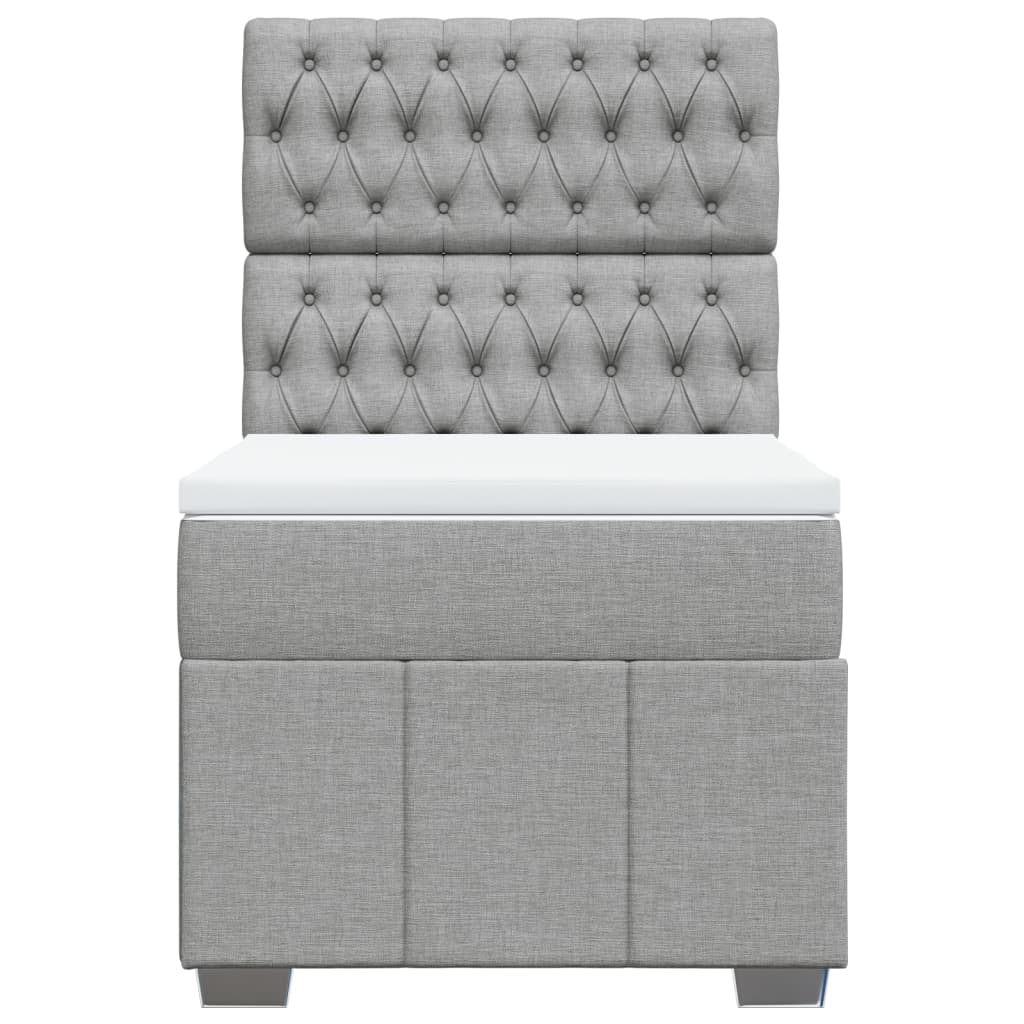 Κρεβάτι Boxspring με Στρώμα Ανοιχτό Γκρι 100x200 εκ. Υφασμάτινο - Pakobazaar