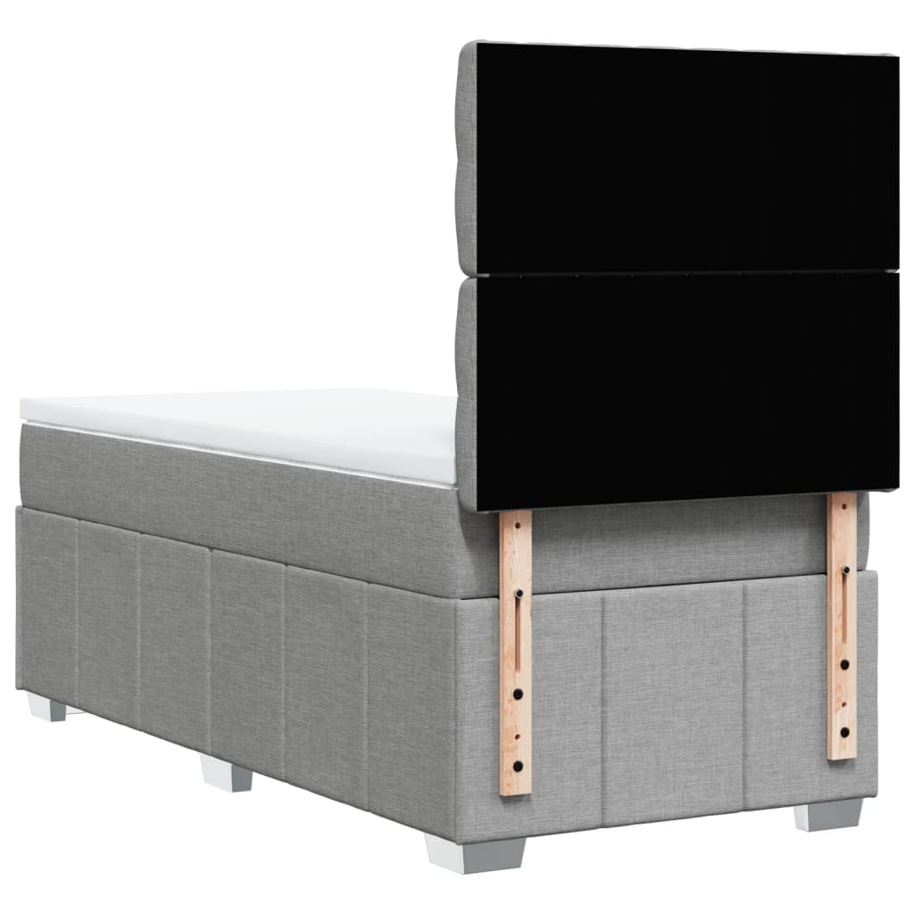 Κρεβάτι Boxspring με Στρώμα Ανοιχτό Γκρι 100x200 εκ. Υφασμάτινο - Pakobazaar