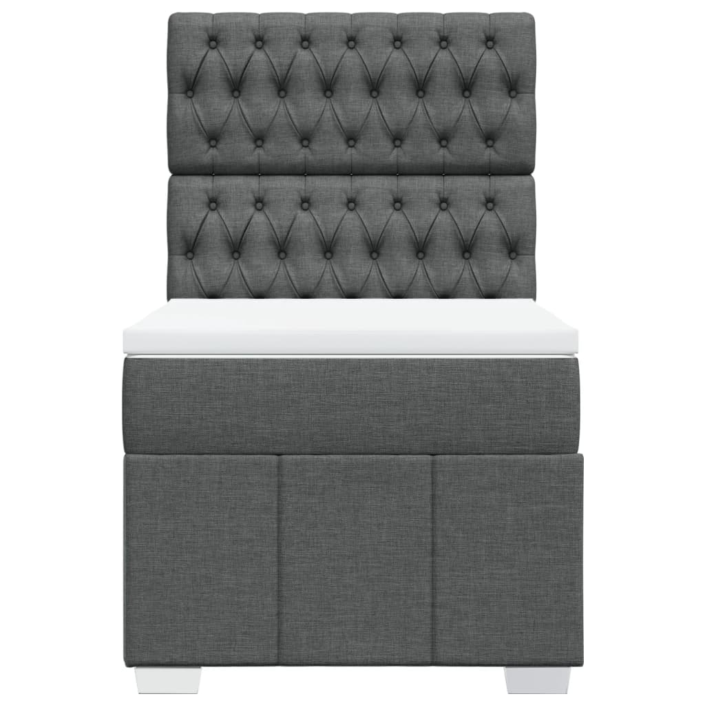 Κρεβάτι Boxspring με Στρώμα Σκούρο Γκρι 100x200 εκ. Υφασμάτινο - Pakobazaar