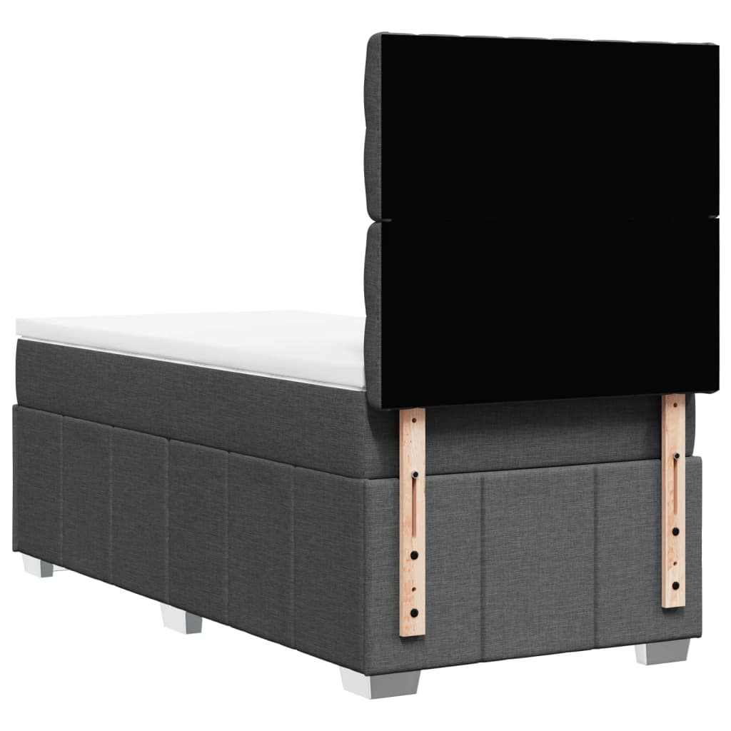 Κρεβάτι Boxspring με Στρώμα Σκούρο Γκρι 100x200 εκ. Υφασμάτινο - Pakobazaar