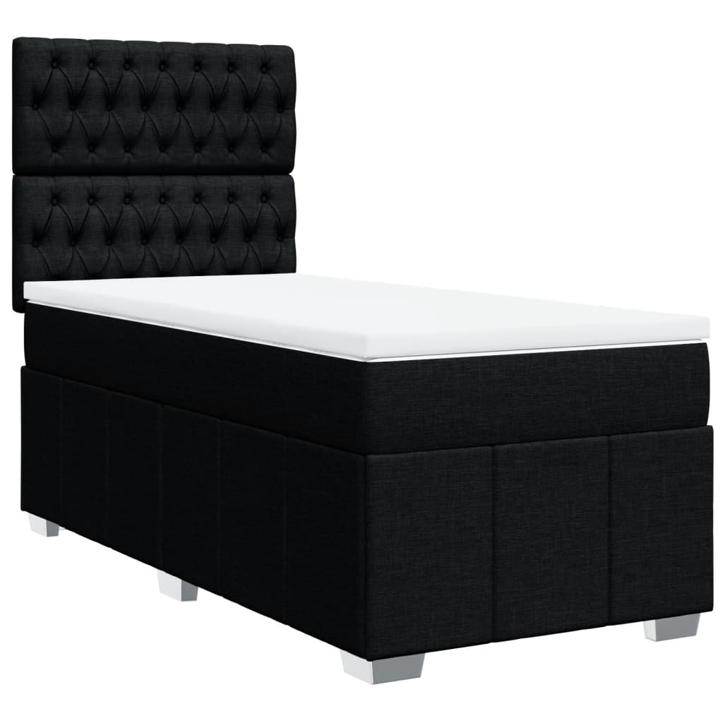 Κρεβάτι Boxspring με Στρώμα Μαύρο 100 x 200 εκ. Υφασμάτινο - Pakobazaar