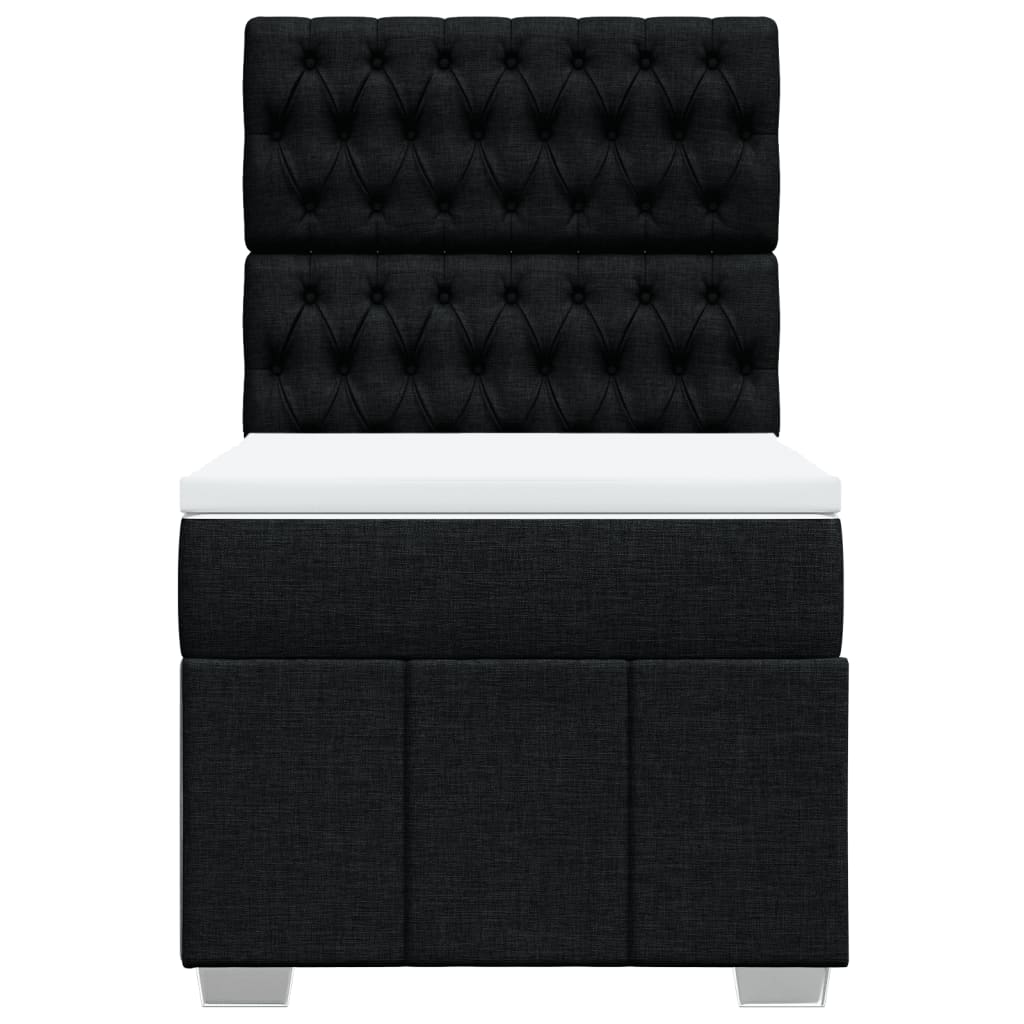 Κρεβάτι Boxspring με Στρώμα Μαύρο 100 x 200 εκ. Υφασμάτινο - Pakobazaar