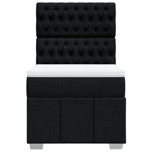 Κρεβάτι Boxspring με Στρώμα Μαύρο 100 x 200 εκ. Υφασμάτινο - Pakobazaar