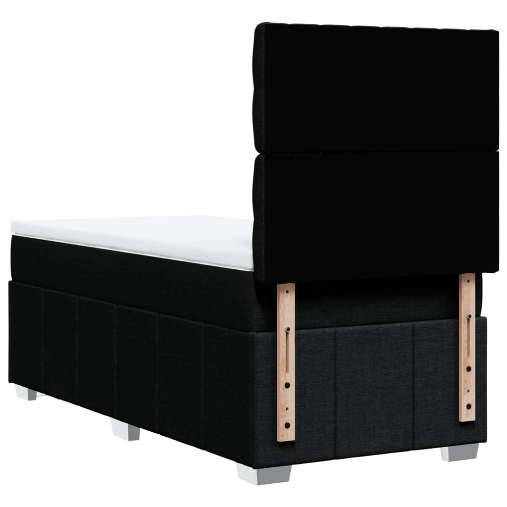 Κρεβάτι Boxspring με Στρώμα Μαύρο 100 x 200 εκ. Υφασμάτινο - Pakobazaar