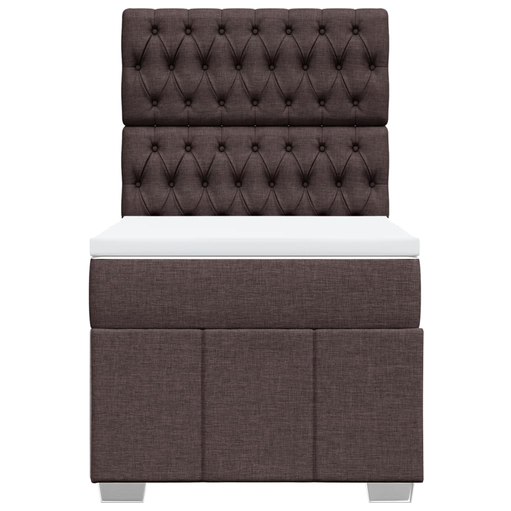 Κρεβάτι Boxspring με Στρώμα Σκούρο Καφέ 100x200 εκ. Υφασμάτινο