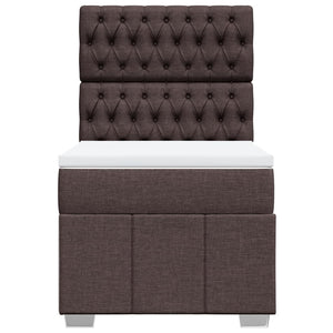 Κρεβάτι Boxspring με Στρώμα Σκούρο Καφέ 100x200 εκ. Υφασμάτινο - Pakobazaar
