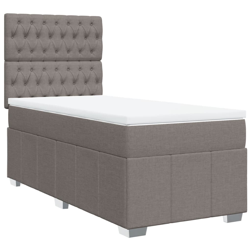 Κρεβάτι Boxspring με Στρώμα Taupe 100 x 200 εκ. Υφασμάτινο - Pakobazaar