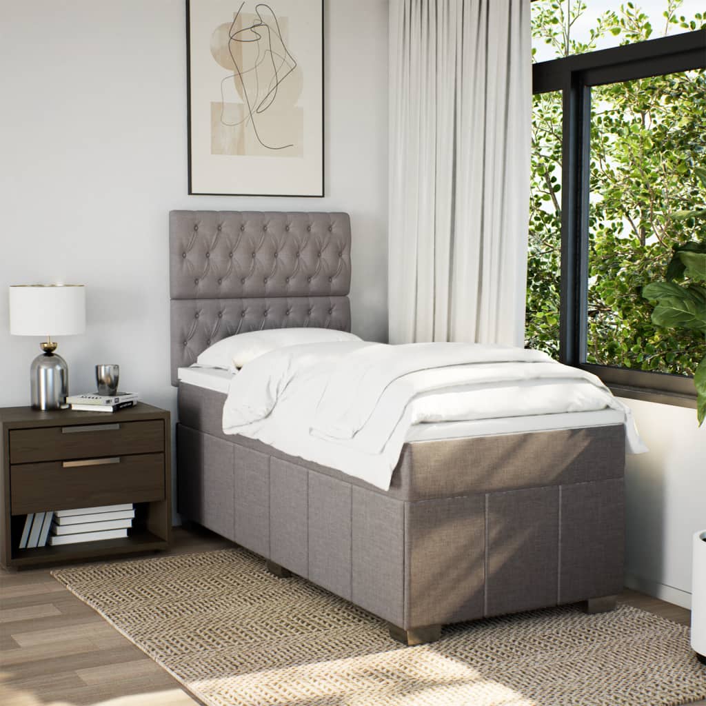 Κρεβάτι Boxspring με Στρώμα Taupe 100 x 200 εκ. Υφασμάτινο - Pakobazaar