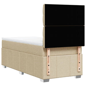 Κρεβάτι Boxspring με Στρώμα Κρεμ 100 x 200 εκ. Υφασμάτινο - Pakobazaar
