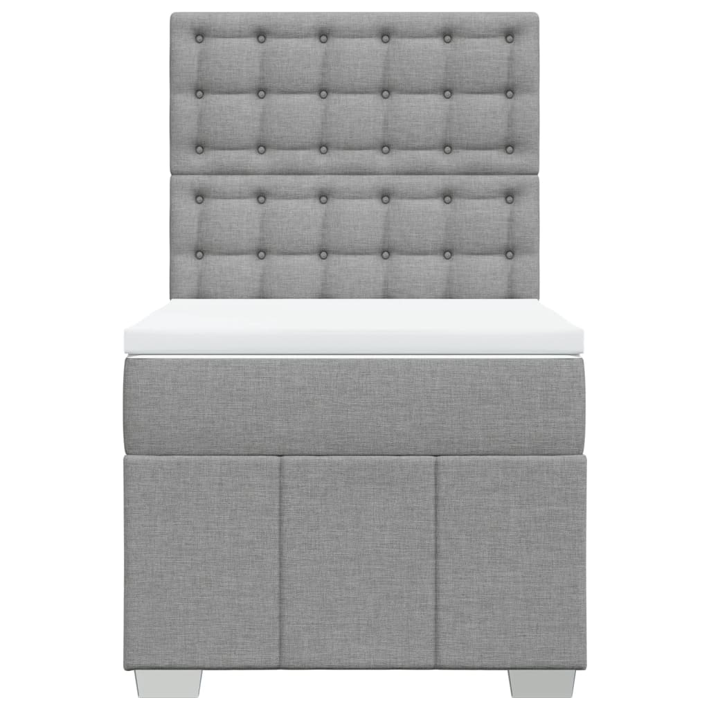 Κρεβάτι Boxspring με Στρώμα Ανοιχτό Γκρι 100x200 εκ. Υφασμάτινο - Pakobazaar