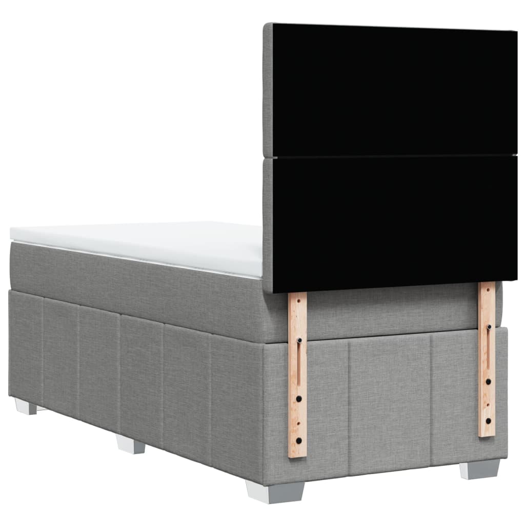 Κρεβάτι Boxspring με Στρώμα Ανοιχτό Γκρι 100x200 εκ. Υφασμάτινο - Pakobazaar