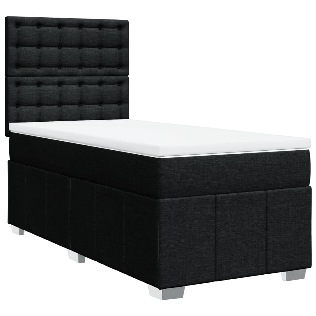 Κρεβάτι Boxspring με Στρώμα Μαύρο 100 x 200 εκ. Υφασμάτινο