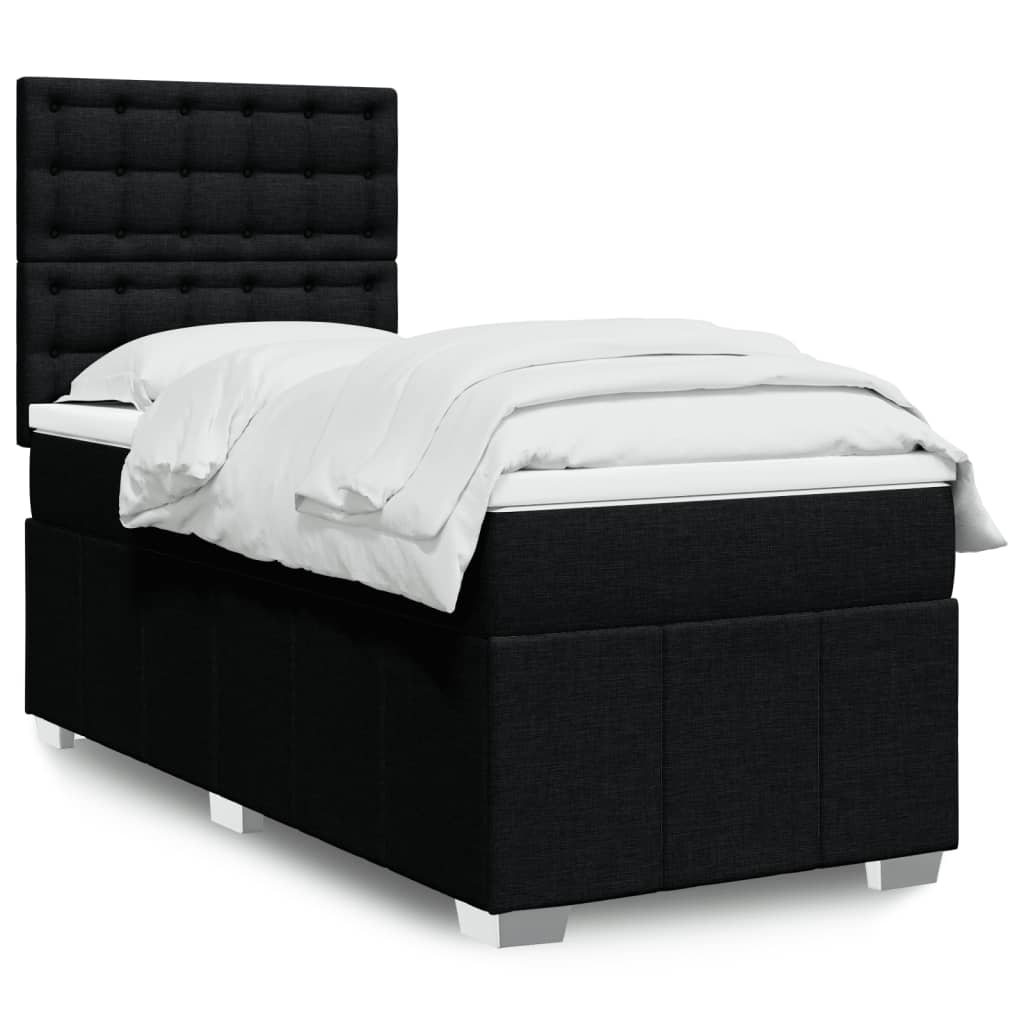 Κρεβάτι Boxspring με Στρώμα Μαύρο 100 x 200 εκ. Υφασμάτινο