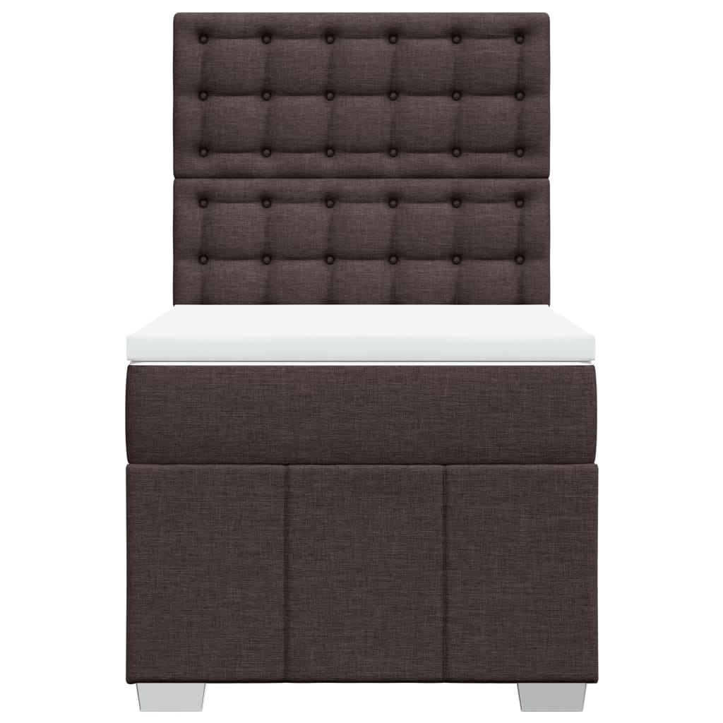 Κρεβάτι Boxspring με Στρώμα Σκούρο Καφέ 100x200 εκ. Υφασμάτινο - Pakobazaar