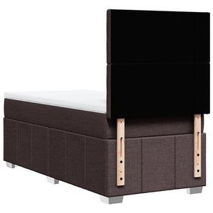 Κρεβάτι Boxspring με Στρώμα Σκούρο Καφέ 100x200 εκ. Υφασμάτινο - Pakobazaar