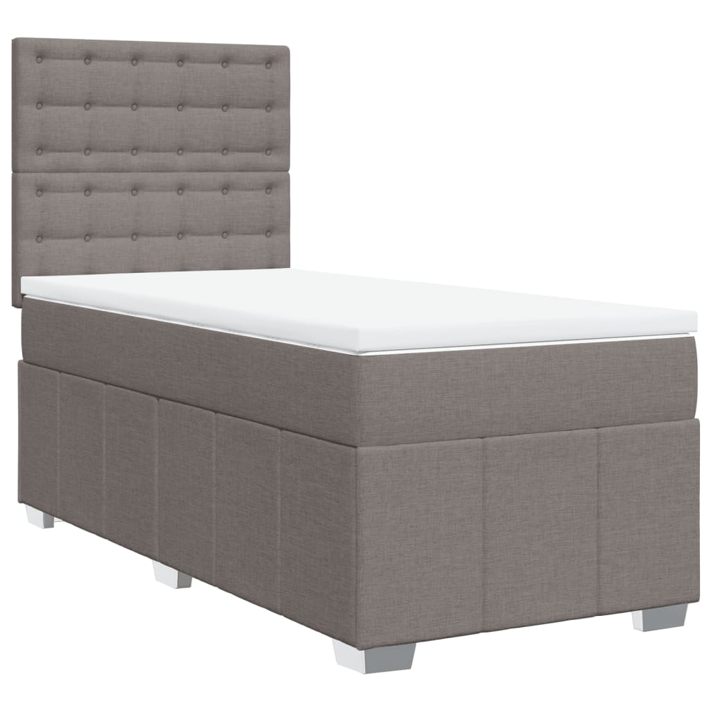 Κρεβάτι Boxspring με Στρώμα Taupe 100 x 200 εκ. Υφασμάτινο - Pakobazaar