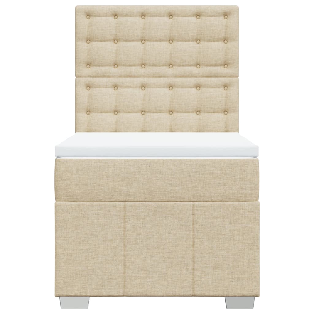 Κρεβάτι Boxspring με Στρώμα Κρεμ 100 x 200 εκ. Υφασμάτινο - Pakobazaar