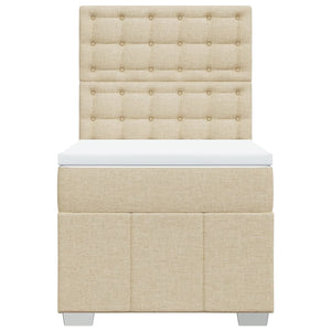 Κρεβάτι Boxspring με Στρώμα Κρεμ 100 x 200 εκ. Υφασμάτινο - Pakobazaar