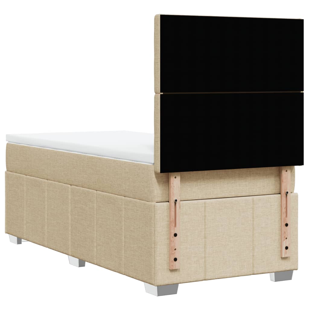 Κρεβάτι Boxspring με Στρώμα Κρεμ 100 x 200 εκ. Υφασμάτινο - Pakobazaar