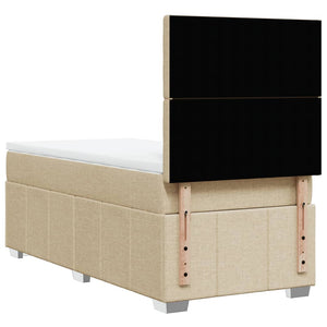 Κρεβάτι Boxspring με Στρώμα Κρεμ 100 x 200 εκ. Υφασμάτινο - Pakobazaar