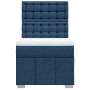 Κρεβάτι Boxspring με Στρώμα Μπλε 100 x 200 εκ. Υφασμάτινο