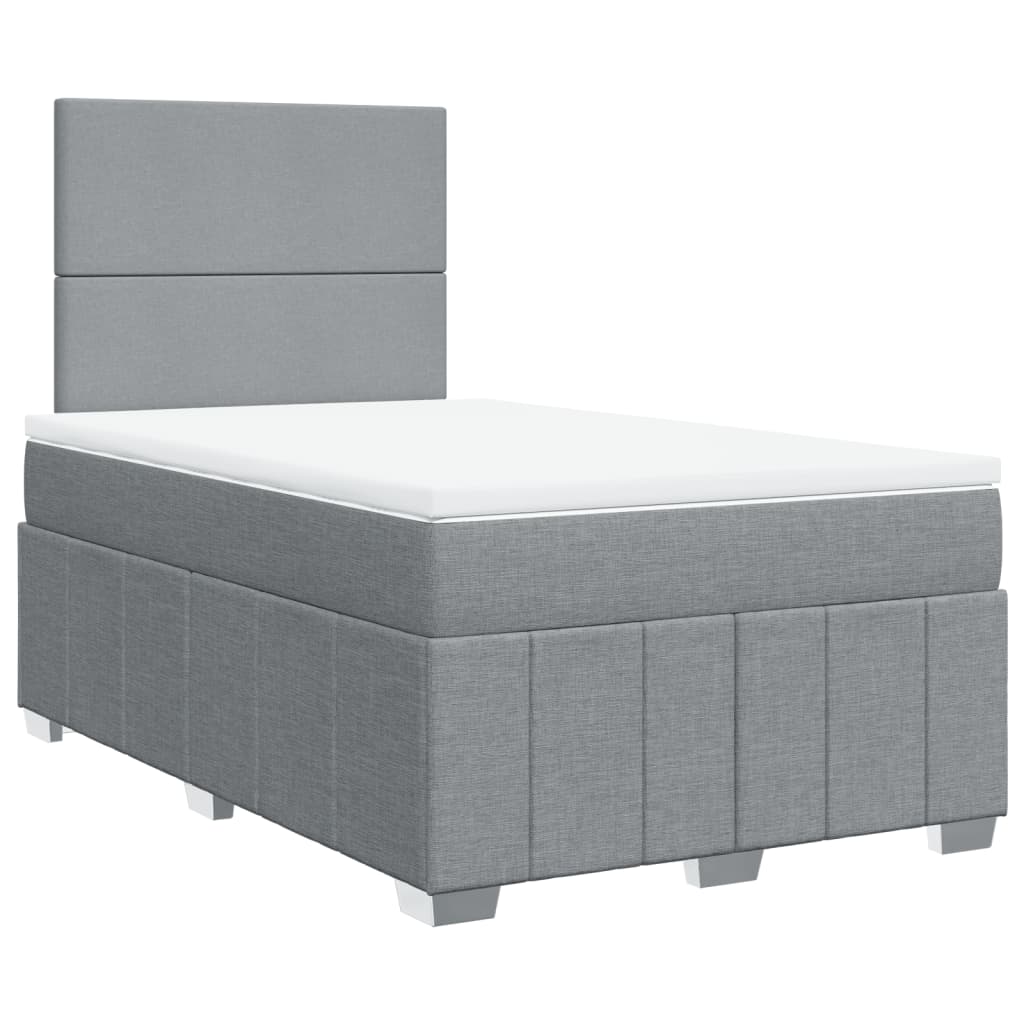 Κρεβάτι Boxspring με Στρώμα Ανοιχτό Γκρι 120x190 εκ. Υφασμάτινο - Pakobazaar