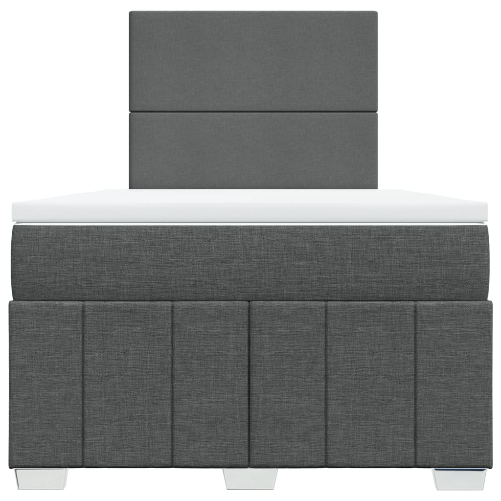 Κρεβάτι Boxspring με Στρώμα Σκούρο Γκρι 120x190 εκ Υφασμάτινο