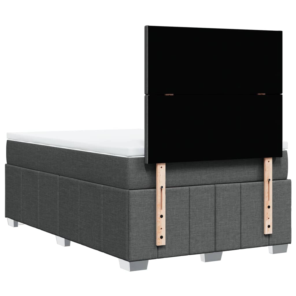 Κρεβάτι Boxspring με Στρώμα Σκούρο Γκρι 120x190 εκ Υφασμάτινο