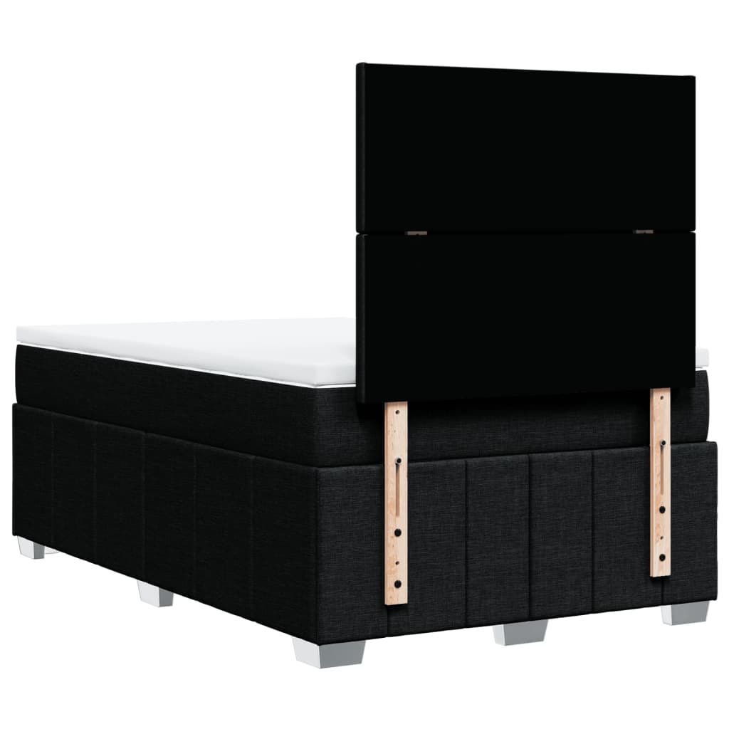 Κρεβάτι Boxspring με Στρώμα Μαύρο 120x190 εκ. Υφασμάτινο - Pakobazaar