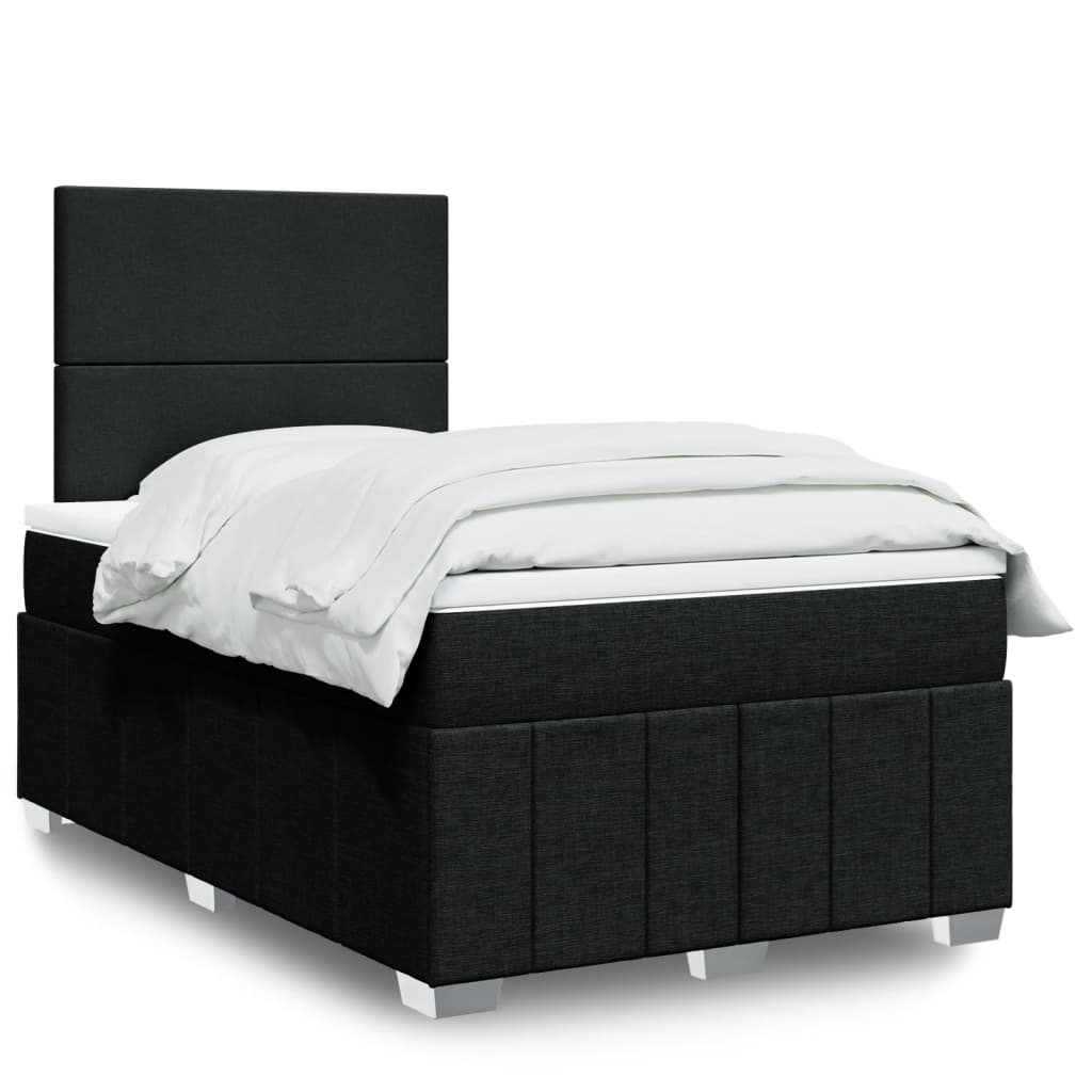 Κρεβάτι Boxspring με Στρώμα Μαύρο 120x190 εκ. Υφασμάτινο - Pakobazaar