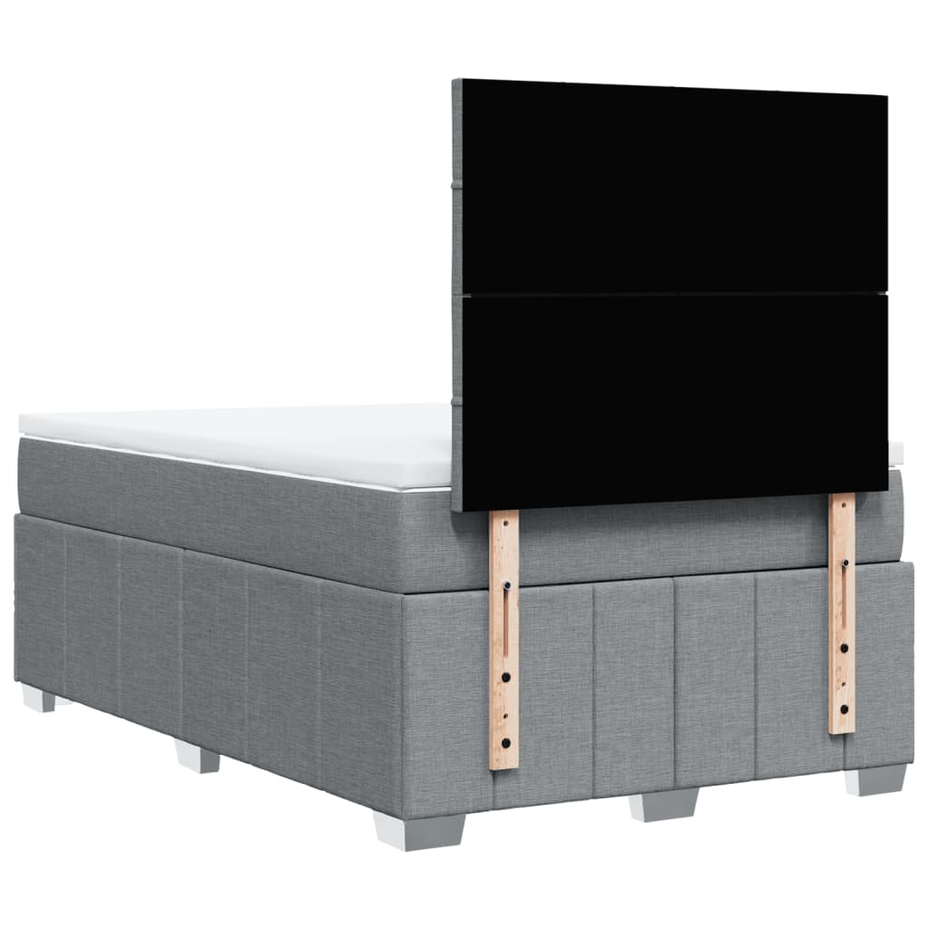 Κρεβάτι Boxspring με Στρώμα Ανοιχτό Γκρι 120x190 εκ. Υφασμάτινο - Pakobazaar