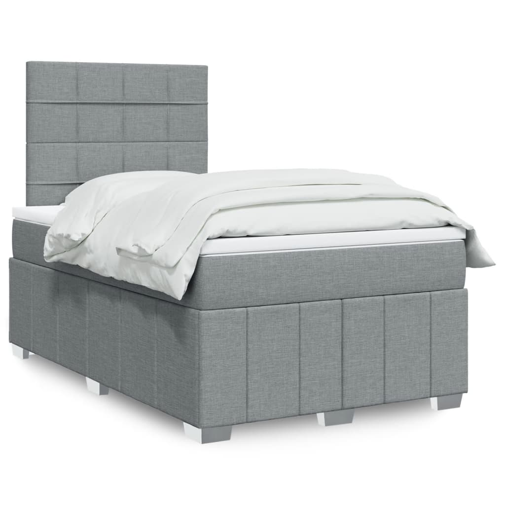 Κρεβάτι Boxspring με Στρώμα Ανοιχτό Γκρι 120x190 εκ. Υφασμάτινο - Pakobazaar