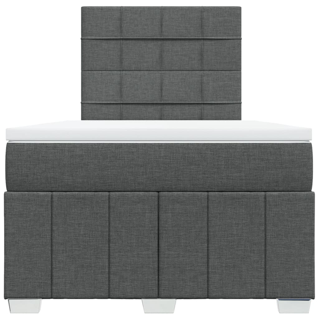 Κρεβάτι Boxspring με Στρώμα Σκούρο Γκρι 120x190 εκ Υφασμάτινο