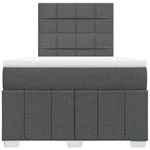 Κρεβάτι Boxspring με Στρώμα Σκούρο Γκρι 120x190 εκ Υφασμάτινο - Pakobazaar