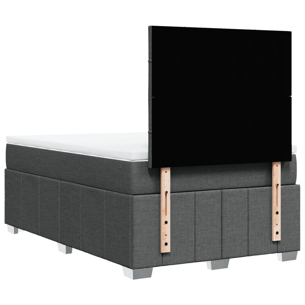 Κρεβάτι Boxspring με Στρώμα Σκούρο Γκρι 120x190 εκ Υφασμάτινο