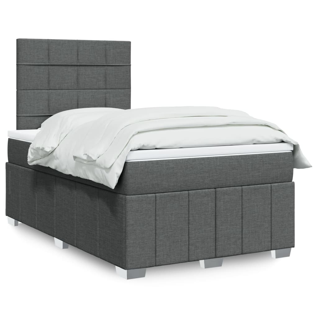 Κρεβάτι Boxspring με Στρώμα Σκούρο Γκρι 120x190 εκ Υφασμάτινο